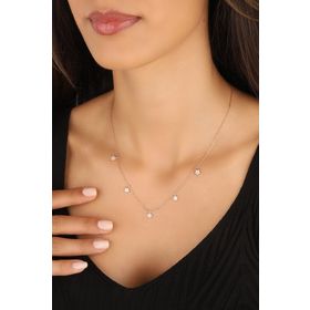 Mistik Silver Sallantılı Yıldızlı Gümüş Zincir Kolye