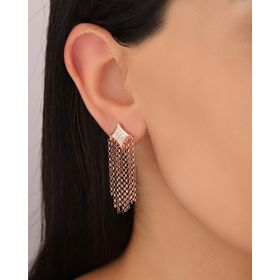 Mistik Silver Sallantılı Zincirli Şık Gümüş Küpe