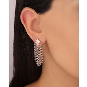 Mistik Silver Sallantılı Zincirli Şık Gümüş Küpe