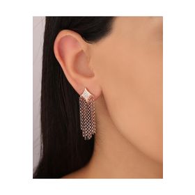 Mistik Silver Sallantılı Zincirli Şık Gümüş Küpe