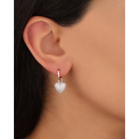 Mistik Silver Sallantılı Zirkon Taşlı Gümüş Kalp Küpe