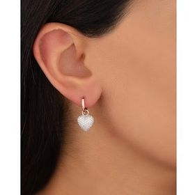 Mistik Silver Sallantılı Zirkon Taşlı Gümüş Kalp Küpe