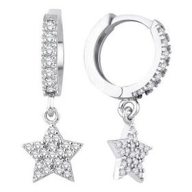 Mistik Silver Sallantılı Zirkon Taşlı Gümüş Yıldız Küpe