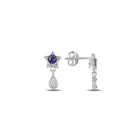 Mistik Silver Sallantılı Zirkon Taşlı Gümüş Yıldız Küpe