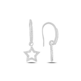 Mistik Silver Sallantılı Zirkon Taşlı Gümüş Yıldız Küpe
