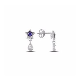 Mistik Silver Sallantılı Zirkon Taşlı Gümüş Yıldız Küpe