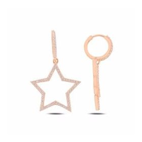Mistik Silver Sallantılı Zirkon Taşlı Gümüş Yıldız Küpe