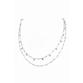 Mistik Silver Sarkık Pullu Taşlı 2’li Gümüş Choker Kolye