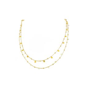 Mistik Silver Sarkık Pullu Taşlı 2’li Gümüş Choker Kolye