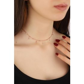 Mistik Silver Sarkık Tifani Taşlı Gümüş Choker Kolye