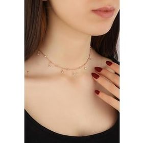 Mistik Silver Sarkık Tifani Taşlı Gümüş Choker Kolye