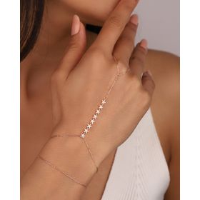 Mistik Silver Sıralı Yıldızlı Gümüş Şahmeran Bileklik