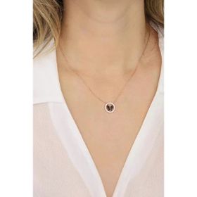 Mistik Silver Siyah Kelebekli Halka Gümüş Kolye