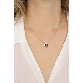 Mistik Silver Siyah Kelebekli Halka Gümüş Kolye