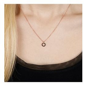 Mistik Silver Siyah Taşlı Gümüş Halka Kolye