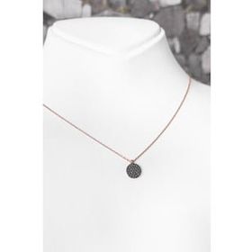 Mistik Silver Siyah Taşlı Mercimek Gümüş Kolye