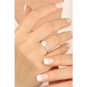 Mistik Silver Swarovski Taşlı Gümüş Nişan Yüzüğü