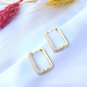 Mistik Silver Taşlı Dikdörtgen Gümüş Küpe