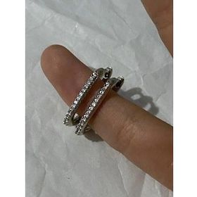 Mistik Silver Taşlı Dikdörtgen Gümüş Küpe
