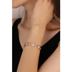 Mistik Silver Taşlı Gözlü Gümüş Kelepçe Bilezik