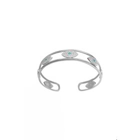 Mistik Silver Taşlı Gözlü Gümüş Kelepçe Bilezik
