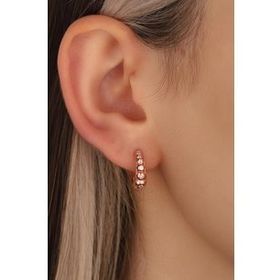 Mistik Silver Taşlı Gümüş Oval Halka Küpe