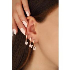 Mistik Silver Taşlı Küçük Harfli Gümüş Küpe