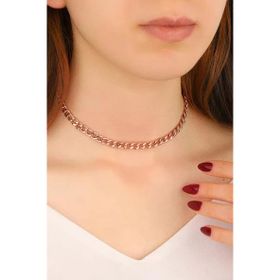 Mistik Silver Taşsız Gümüş Gurmet Zincir Model Choker Kolye