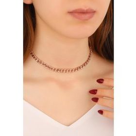 Mistik Silver Taşsız Gümüş Gurmet Zincir Model Choker Kolye