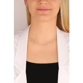 Mistik Silver Taşsız Zincir Gümüş Choker Kolye