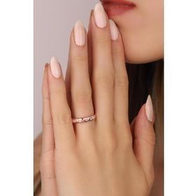 Mistik Silver Tek Sıra Beyaz Baget Taşlı Gümüş Yüzük