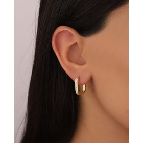Mistik Silver Tek Sıra Taşlı Kare Gümüş Küpe