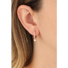 Mistik Silver Tek Tarafı Taşlı İncili Gümüş Küpe