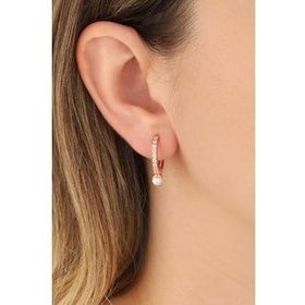 Mistik Silver Tek Tarafı Taşlı İncili Gümüş Küpe
