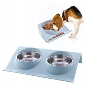 Mixpet 2'li Mavi 37.5x24x7.5 cm Renkli Çelik Kaseli Mama ve Su Kabı