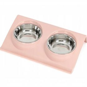 Mixpet 2'li Pembe 37.5x24x7.5 cm Renkli Çelik Kaseli Mama ve Su Kabı