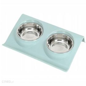 Mixpet 2'li Yeşil 37.5x24x7.5 cm Renkli Çelik Kaseli Mama ve Su Kabı