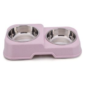 Mixpet Pembe Kedi Köpek Çelik Kaseli Mama ve Su Kabı