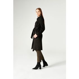 Mizalle 18KGMZL1023003 Siyah Süet Kadın Trençkot