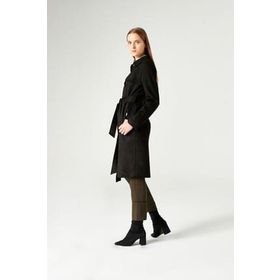 Mizalle 18KGMZL1023003 Siyah Süet Kadın Trençkot