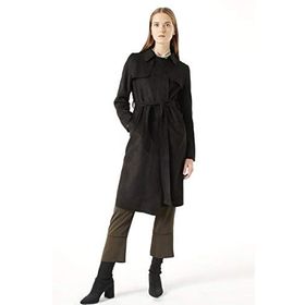 Mizalle 18KGMZL1023003 Siyah Süet Kadın Trençkot