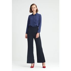 Mizalle 18KGMZL2011002 Lacivert Çizgili Bol Paça Kadın Pantolon