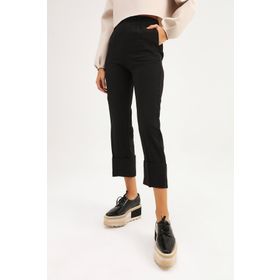 Mizalle 18KGMZL2011025 Siyah Beli Lastikli Duble Paça Kadın Pantolon