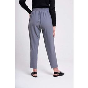 Mizalle Beli Lastikli Dar Paça Gri Kadın Pantolon