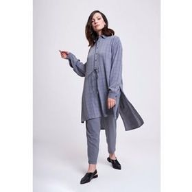 Mizalle Beli Lastikli Dar Paça Gri Kadın Pantolon