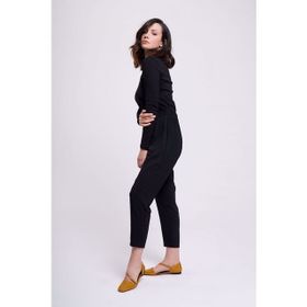 Mizalle Beli Lastikli Dar Paça Siyah Kadın Pantolon