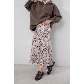 Mizalle Siyah Leopar Desenli Kadın Etek