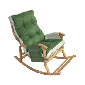 Mobil Deco 0003600033507 Yeşil Krem Sultan Lüx Ahşap Çift Minderli Çift Cepli Sallanan Sandalye