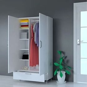 Mobilique 2 Kapaklı 90 cm Beyaz Gardrop