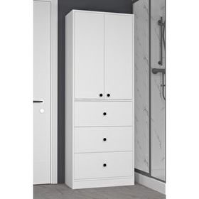 Mobilique Güneş 3 Çekmeceli 2 Kapaklı Beyaz Banyo Dolabı